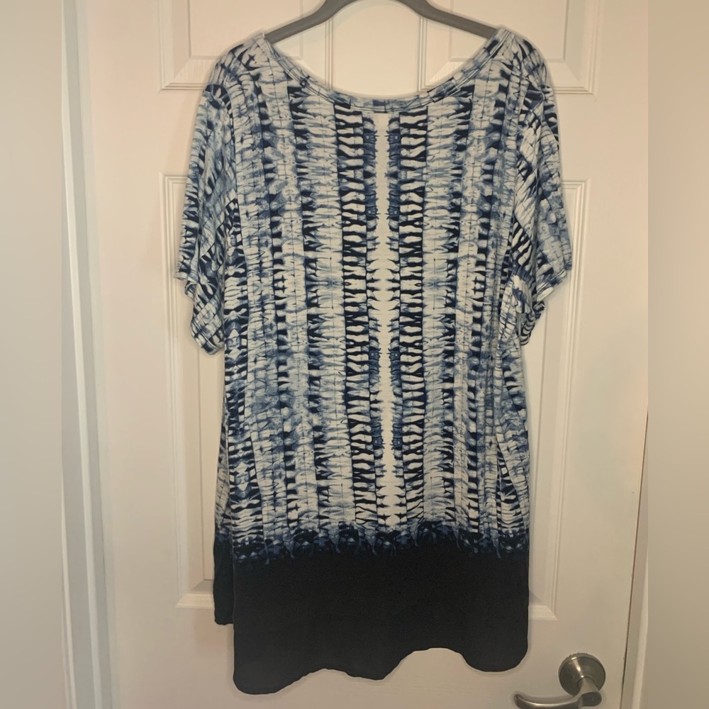 Rose and Olive Navy Blue and White Tie Dye Hombre Shirt